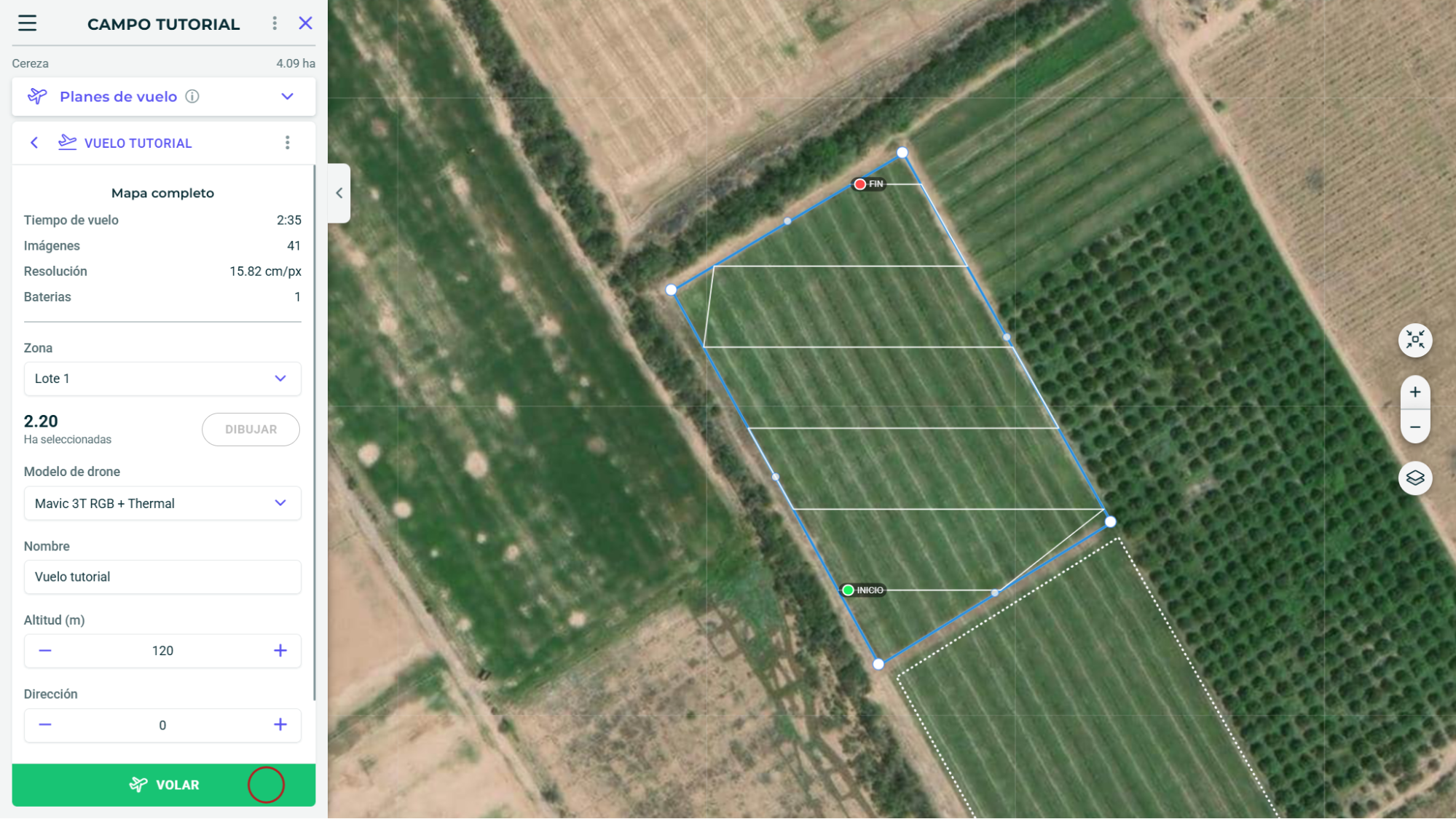 Selección de plan y volar