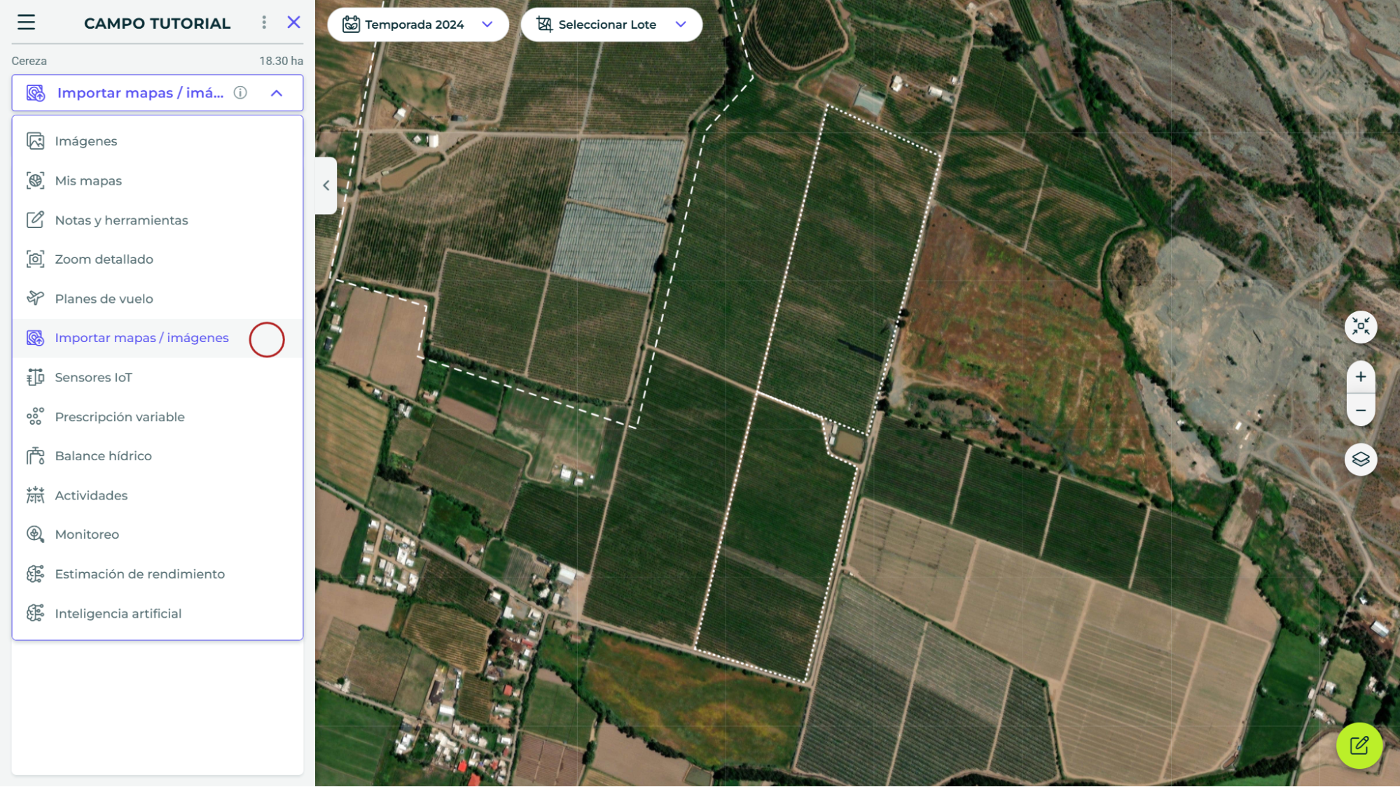 Acceso al módulo de Importar mapas