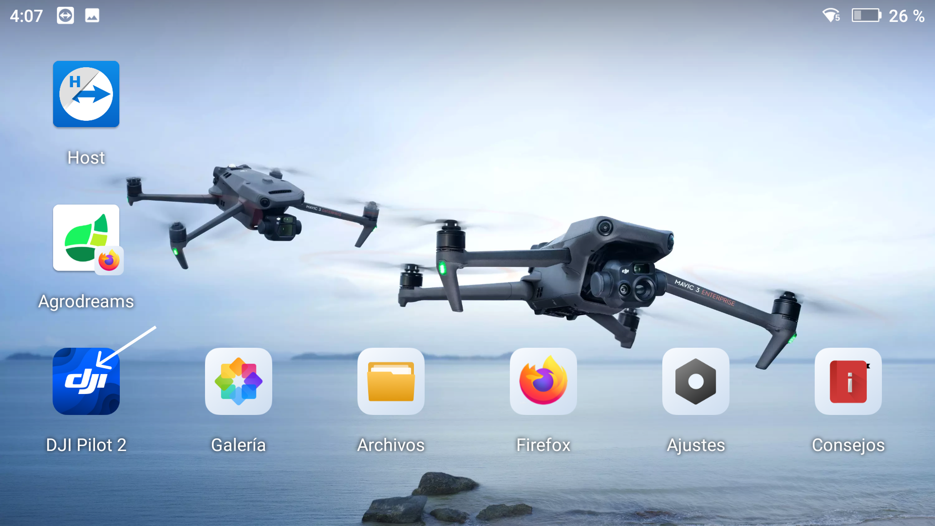 Seleccionar el ícono DJI Pilot 2