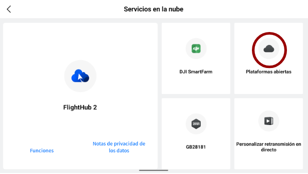 Opción Plataformas abiertas